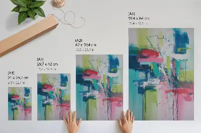 Wandposter met abstracte energie in intense kleuren