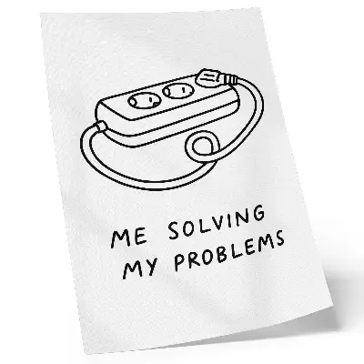 Poster met een minimalistische illustratie en een vleugje humor