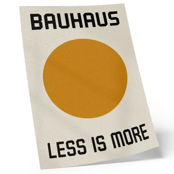 Wandposter minimalistische cirkel met een crèmekleurige achtergrond in Bauhausstijl