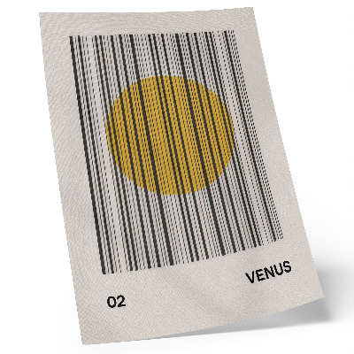 Wandposter Contrasterende lijnen, gele cirkel, op-art