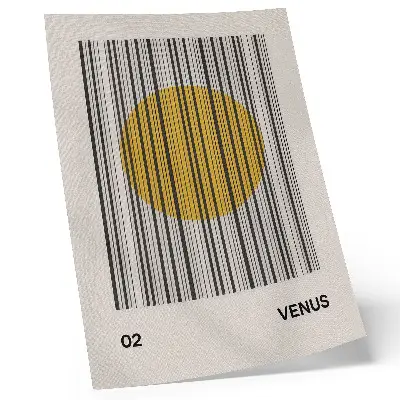 Wandposter contrasterende lijnen met gele cirkel in op-art stijl