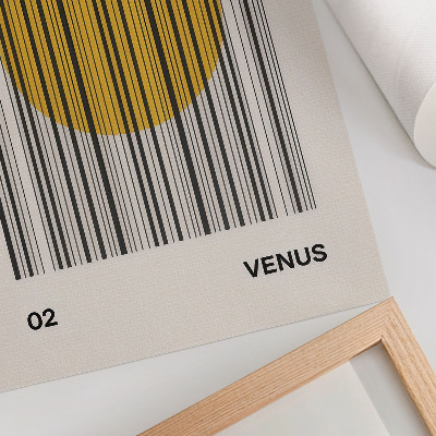 Wandposter Contrasterende lijnen, gele cirkel, op-art