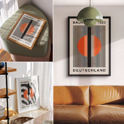 Poster Geometrisch motief met contrast tussen zwart en oranje.