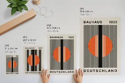 Poster geometrisch motief met een contrast tussen zwart en oranje
