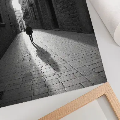 Decoratieve poster zwart-witfoto van een straat met architectuur