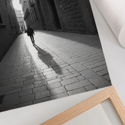 Decoratieve poster Zwart-witfotografie van een straat met architectuur.