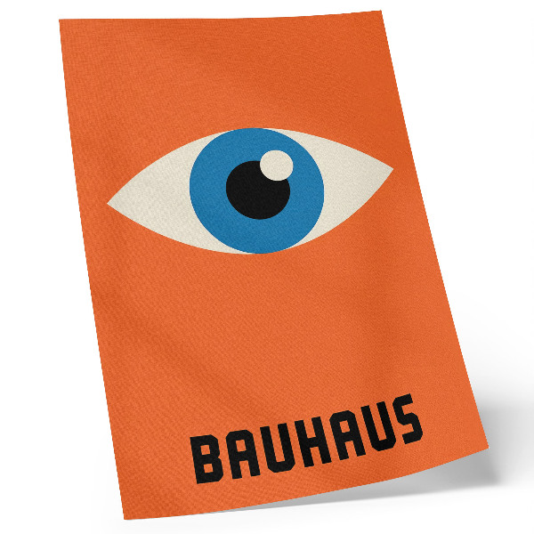 Wandposter Oog in geometrische vormen op een oranje achtergrond