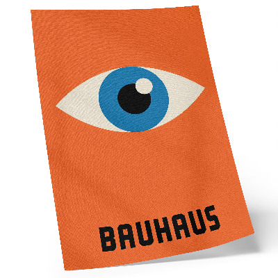 Wandposter Oog in geometrische vormen op een oranje achtergrond