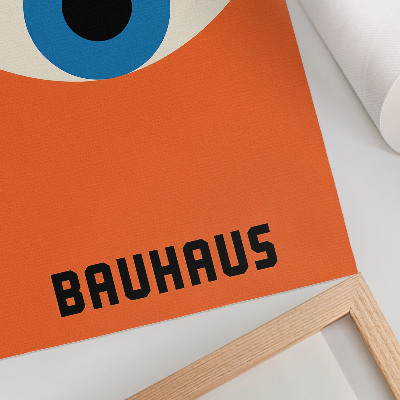 Wandposter Oog in geometrische vormen op een oranje achtergrond
