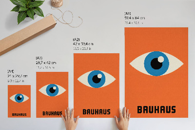 Wandposter Oog in geometrische vormen op een oranje achtergrond