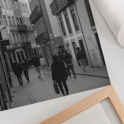 Poster Straatarchitectuur in zwart-wit, mensen