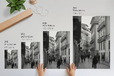 Poster Straatarchitectuur in zwart-wit, mensen