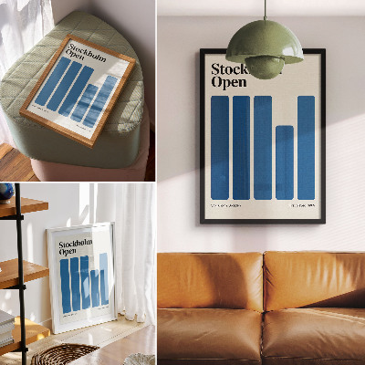 Poster Minimalistische afbeeldingen met blauwe rechthoeken