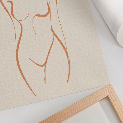 Decoratieve poster Minimalistische compositie met contouren van een vrouw, elegant