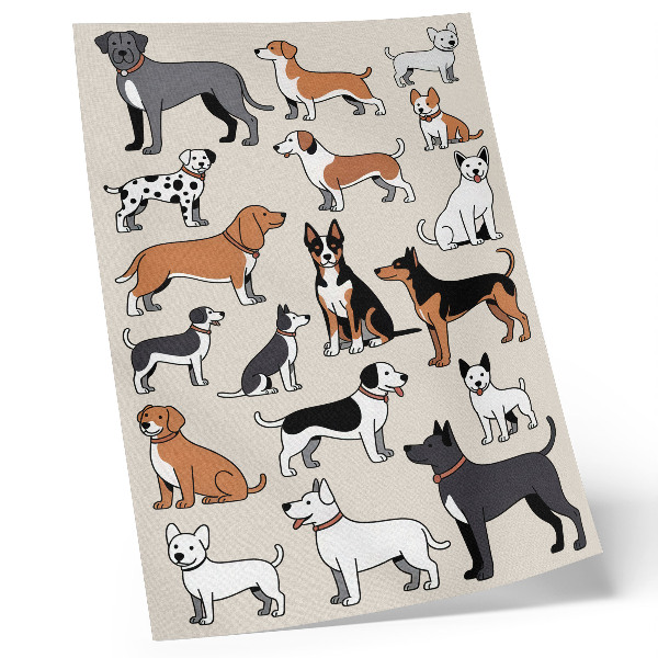 Decoratieve poster Kleurrijke honden vol vreugde en diversiteit