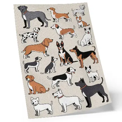 Decoratieve poster met vrolijke en kleurrijke honden