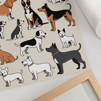Decoratieve poster met vrolijke en kleurrijke honden
