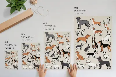 Decoratieve poster met vrolijke en kleurrijke honden