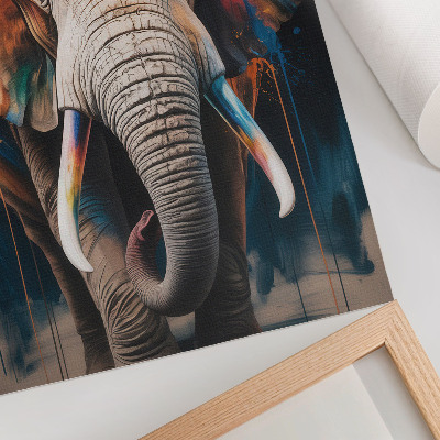 Poster Kleurrijk olifantensilhouet met moderne accenten en surrealisme.