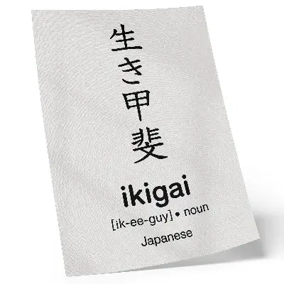 Wandposter met zwart-witte Japanse karakters van elegantie en wijsheid