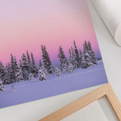 Poster Winterse bomen, stemmige pastelkleurige lucht, rust