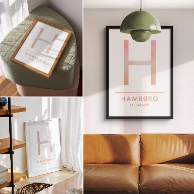 Decoratieve poster Minimalistische letter H met moderne details en pastelkleuren.