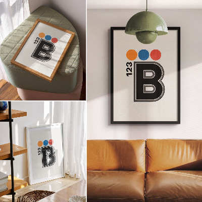 Decoratieve poster Geometrische letter met kleurrijke druppels
