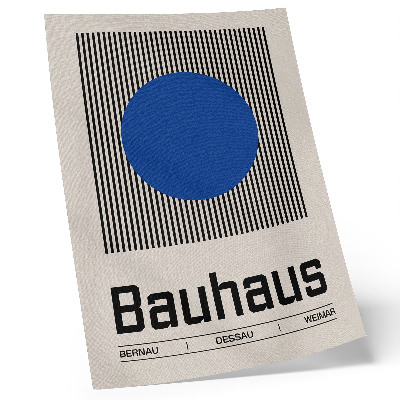 Wandposter Een grote blauwe cirkel op zwart-witte lijnen