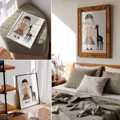 Decoratieve poster Geometrische figuur met een giraffe, eenvoudig en stijlvol.