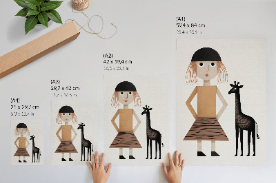 Decoratieve poster Geometrische figuur met een giraffe, eenvoudig en stijlvol.
