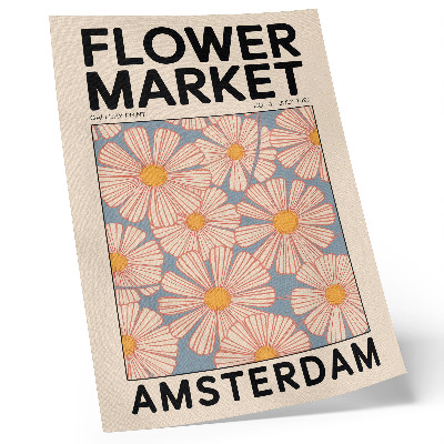 Poster Retrostijl met felle kleuren en een bloemenmotief.
