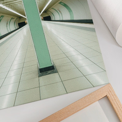 Poster Symmetrische ruimtetunnel groene structuur