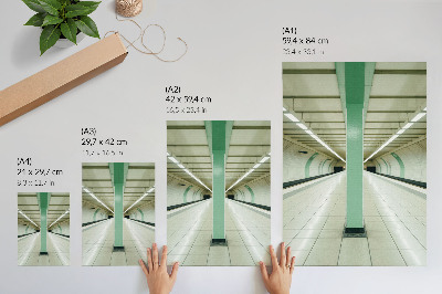 Poster Symmetrische ruimtetunnel groene structuur