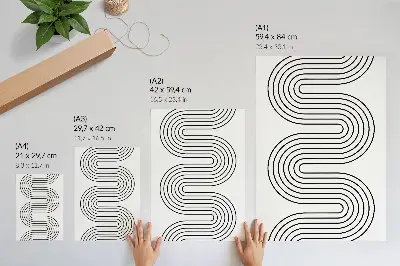 Decoratieve poster met abstract patroon van contrasterende lijnen