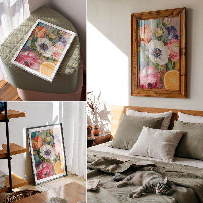 Wandposter Bloemen vol leven en kleur, zonder komma's.