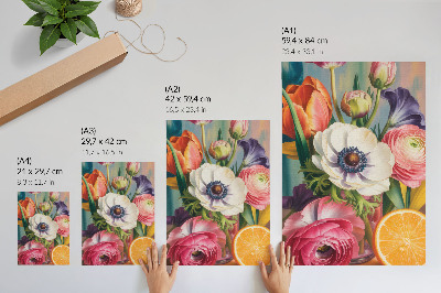 Wandposter Bloemen vol leven en kleur, zonder komma's.