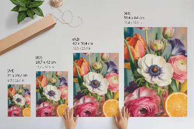 Wandposter met een kleurrijk bloemendesign