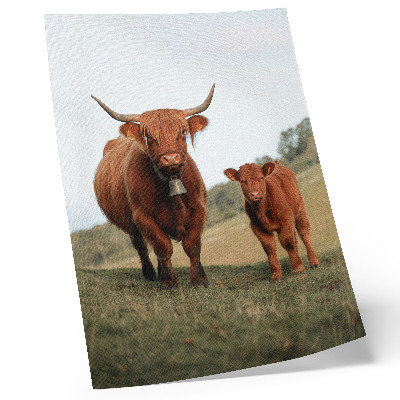 Decoratieve poster Rustiek vee tegen een achtergrond van groen en bomen.
