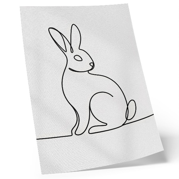 Wandposter Delicaat silhouet van een konijn met een dunne lijn
