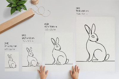 Wandposter Delicaat silhouet van een konijn met een dunne lijn