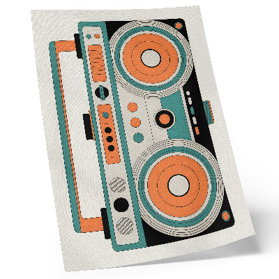 Poster Retrostijl met expressieve vormen en contrasten.