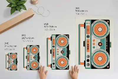 Poster met retrostijl, expressieve vormen en contrasten