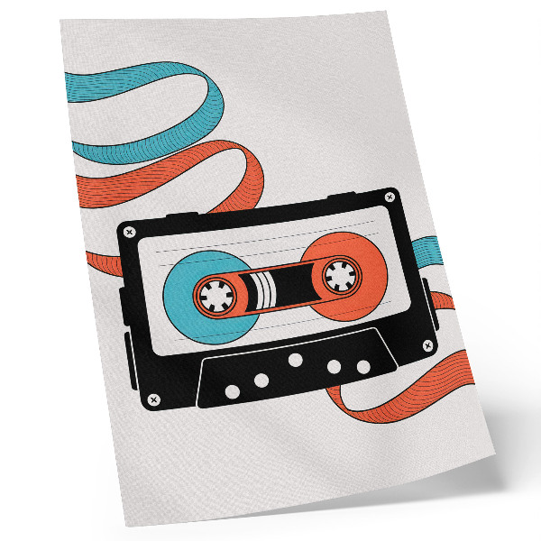 Decoratieve poster Retro popart cassette met kleurrijke markeringen