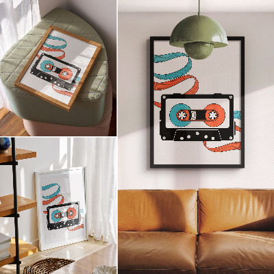 Decoratieve poster Retro popart cassette met kleurrijke markeringen