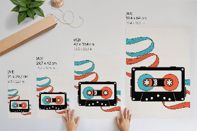 Decoratieve poster Retro popart cassette met kleurrijke markeringen