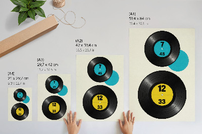 Wandposter Moderne vinylplaten in geel turkoois