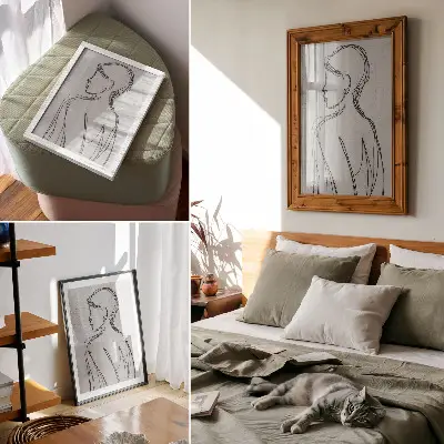 Decoratieve poster met verfijnde lijnen en een moderne uitstraling in elegante grijstinten