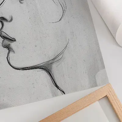 Wandposter met minimalistische gezichtscontouren als moderne schets