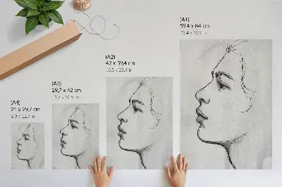 Wandposter met minimalistische gezichtscontouren als moderne schets