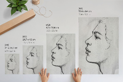 Wandposter Minimalistische gezichtscontouren, moderne schets